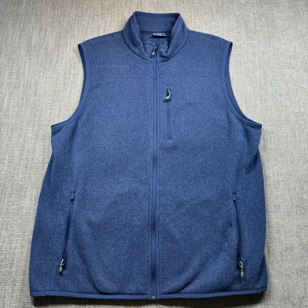 Vineyard Vines Fleece‎ Vest Mens Large Blue  Full Zip Sweater Knit Mock